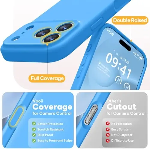 Vooii Magnetic for iPhone 17 Pro Max Case, Compatible with Magsafe (Premium Liquid Silicone) (Integrated Camera Control Button) Full Body Protective Anti-Scratch Microfiber Lining 6.9 inch, Blue - 4