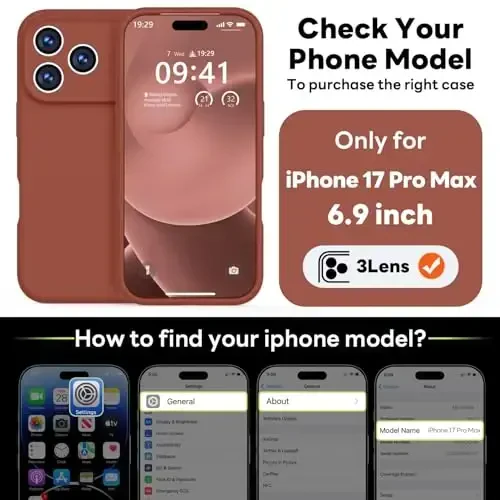 Vooii Magnetic for iPhone 17 Pro Max Case, Compatible with Magsafe (Premium Liquid Silicone) (Integrated Camera Control Button) Full Body Protective Anti-Scratch Microfiber Lining 6.9 inch, Caramel - 2