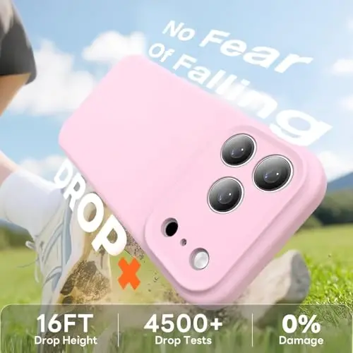 Vooii Magnetic for iPhone 17 Pro Max Case, Compatible with Magsafe (Premium Liquid Silicone) (Integrated Camera Control Button) Full Body Protective Anti-Scratch Microfiber Lining 6.9 inch, Chalk Pink - 4