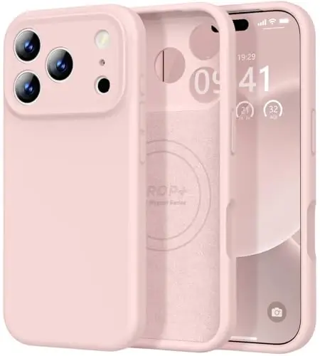 Vooii Magnetic for iPhone 17 Pro Max Case, Compatible with Magsafe (Premium Liquid Silicone) (Integrated Camera Control Button) Full Body Protective Anti-Scratch Microfiber Lining 6.9 inch, Pink Sand 