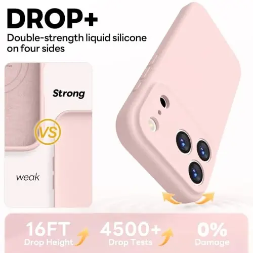 Vooii Magnetic for iPhone 17 Pro Max Case, Compatible with Magsafe (Premium Liquid Silicone) (Integrated Camera Control Button) Full Body Protective Anti-Scratch Microfiber Lining 6.9 inch, Pink Sand - 4