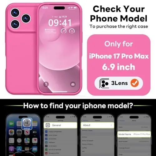 Vooii Magnetic for iPhone 17 Pro Max Case, Compatible with Magsafe (Premium Liquid Silicone) (Integrated Camera Control Button) Full Body Protective Anti-Scratch Microfiber Lining 6.9 inch, Pitaya 