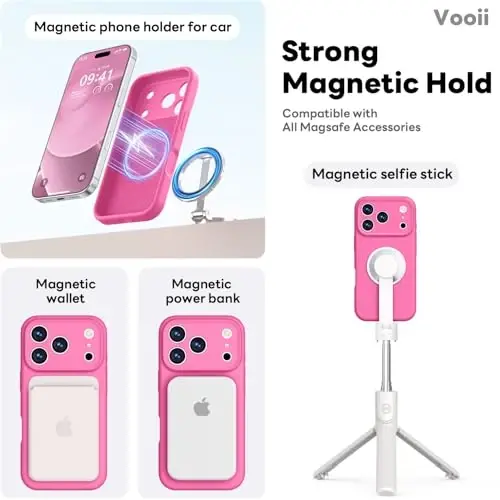 Vooii Magnetic for iPhone 17 Pro Max Case, Compatible with Magsafe (Premium Liquid Silicone) (Integrated Camera Control Button) Full Body Protective Anti-Scratch Microfiber Lining 6.9 inch, Pitaya - VOOII (1)