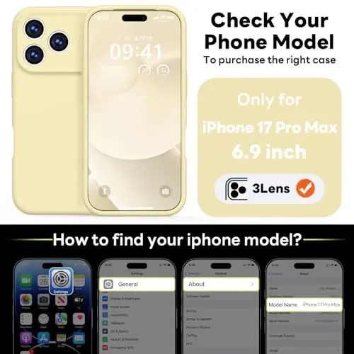Vooii Magnetic for iPhone 17 Pro Max Case, Compatible with Magsafe (Premium Liquid Silicone) (Integrated Camera Control Button) Full Body Protective Anti-Scratch Microfiber Lining, Creamy Yellow - VOOII (1)