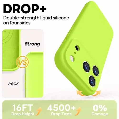 Vooii Magnetic for iPhone 17 Pro Max Case, Compatible with Magsafe (Premium Liquid Silicone) (Integrated Camera Control Button) Full Body Protective Anti-Scratch Microfiber Lining, Fluorescent Green - 9