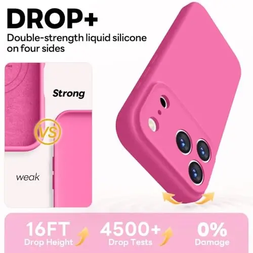Vooii Magnetic for iPhone 17 Pro Max Case, Magsafe bilan mos (Premium Liquid Silicone) (O'rnatilgan Kamera boshqaruv tugmasi) To'liq tanani himoya qiluvchi tirnalishga qarshi Microfiber Lining 6.9 dyuym, Pitaya - 3