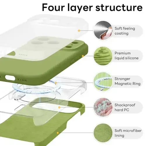 Vooii Magnetic for iPhone 17 Pro Max Case, Magsafe bilan mos (Premium suyuq silikon) (Integratsiyalashgan kamera boshqaruv tugmasi) To'liq himoya qiluvchi tirnalishga qarshi mikrofiber astar 6.9