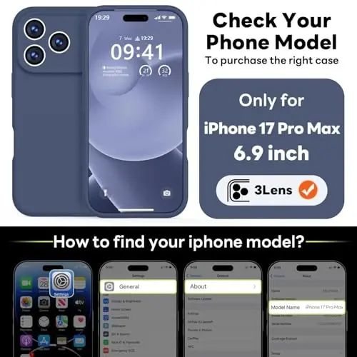 Vooii Magnetic for iPhone 17 Pro Max Case, Magsafe bilan mos (Premium suyuq silikon) (Integratsiyalashgan kamera boshqaruv tugmasi) To'liq himoya qiluvchi tirnalishga qarshi mikrofiber astar 6.9 dyuym, to'q ko'k - 2