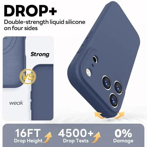 Vooii Magnetic for iPhone 17 Pro Max Case, Magsafe bilan mos (Premium suyuq silikon) (Integratsiyalashgan kamera boshqaruv tugmasi) To'liq himoya qiluvchi tirnalishga qarshi mikrofiber astar 6.9 dyuym, to'q ko'k - 4