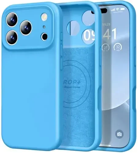 Vooii Magnetic for iPhone 17 Pro Max Case, Magsafe bilan mos (Premium suyuq silikon) (Integratsiyalashgan kamera boshqaruv tugmasi) To'liq tana himoyalovchi chizilishga qarshi mikrofiber astar 6,9 dyuym, ko'k - 1