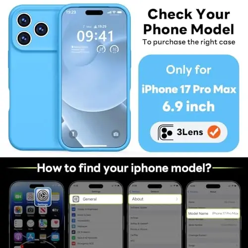 Vooii Magnetic for iPhone 17 Pro Max Case, Magsafe bilan mos (Premium suyuq silikon) (Integratsiyalashgan kamera boshqaruv tugmasi) To'liq tana himoyalovchi chizilishga qarshi mikrofiber astar 6,9 dyuym, ko'k - 2
