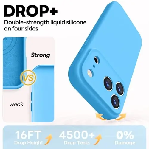 Vooii Magnetic for iPhone 17 Pro Max Case, Magsafe bilan mos (Premium suyuq silikon) (Integratsiyalashgan kamera boshqaruv tugmasi) To'liq tana himoyalovchi chizilishga qarshi mikrofiber astar 6,9 dyuym, ko'k - 4