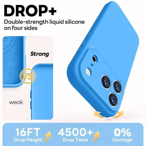 Vooii Magnetic for iPhone 17 Pro Max Case, Magsafe bilan mos (Premium suyuq silikon) (Integratsiyalashgan kamera boshqaruv tugmasi) To'liq tana himoyalovchi chizilishga qarshi mikrofiber astar 6,9 dyuym, ko'k - 3