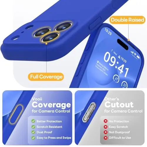 Vooii Magnetic for iPhone 17 Pro Max Case, Magsafe bilan mos (Premium Suyuq Silikon) (Oʻrnatilgan Kamera Boshqaruv Tugmasi) Toʻliq Himoya Chizilishga qarshi Mikrofiber Astar 6.9 dyuym, Klein Blue - 5
