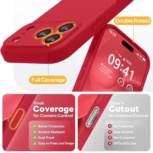 Vooii Magnetic for iPhone 17 Pro Max Case, Magsafe bilan mos (Premium suyuq silikon) (O'rnatilgan kamera boshqaruv tugmasi) To'liq himoya qiluvchi tirnalishga qarshi mikrofiber astar 6,9 dyuym, Qizil - 5