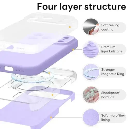 Vooii Magnetic for iPhone 17 Pro Max Case, Magsafe bilan mos (Premium suyuq silikon) (O'rnatilgan kamera boshqaruv tugmasi) To'liq himoya qiluvchi tirnalishga qarshi mikrofiber astar 6.9