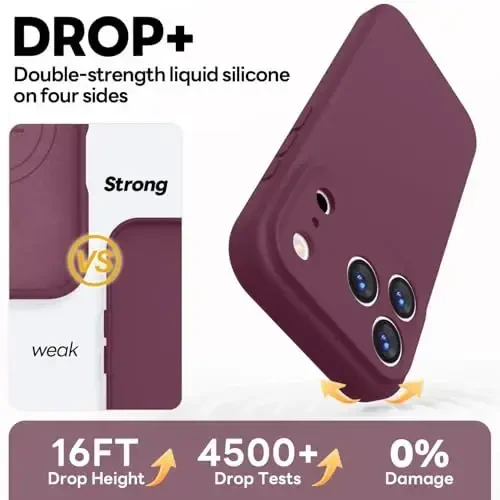 Vooii Magnetic for iPhone 17 Pro Max Case, Magsafe bilan mos (Premium suyuq silikon) (O'rnatilgan kamera boshqaruv tugmasi) To'liq korpus himoyasi Chizishga qarshi mikrofiber astar 6,9 dyuym, WineRed - 11
