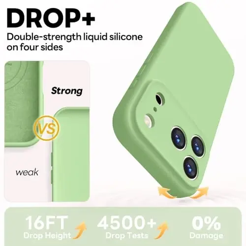 Vooii Magnetic for iPhone 17 Pro Max Case, Magsafe bilan mos (Premium suyuq silikon) (O'rnatilgan kamera boshqaruv tugmasi) To'liq tanani himoya qiluvchi tirnalishga qarshi mikrofiber astar 6,9 dyuym, Matcha - 4