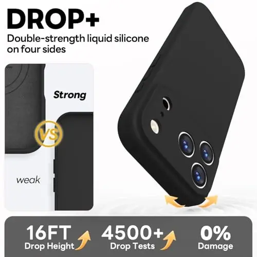 Vooii Magnetic for iPhone 17 Pro Max Case, Magsafe bilan mos (Premium suyuq silikon) (Oʻrnatilgan kamera boshqaruv tugmasi) Toʻliq tanani himoya qiluvchi tirnalishga qarshi mikrofiber astar 6,9 dyuym, qora - 4