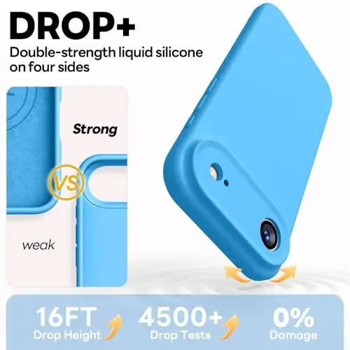 Vooii Magnetic for iPhone Air Case, Compatible with Magsafe (Premium Liquid Silicone) (Integrated Camera Control Button) Anti-Scratch Microfiber Lining for iPhone 17 Air 6.5 inch, Blue - 4