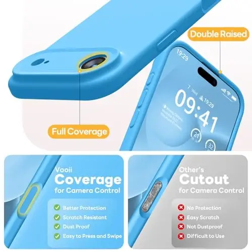 Vooii Magnetic for iPhone Air Case, Compatible with Magsafe (Premium Liquid Silicone) (Integrated Camera Control Button) Anti-Scratch Microfiber Lining for iPhone 17 Air 6.5 inch, Blue - 5