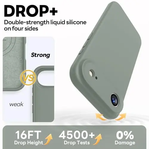 Vooii Magnetic for iPhone Air Case, Compatible with Magsafe (Premium Liquid Silicone) (Integrated Camera Control Button) Anti-Scratch Microfiber Lining for iPhone 17 Air 6.5 inch, Calke Green - 4
