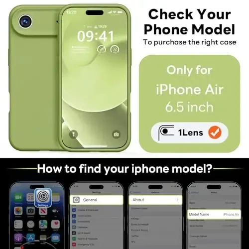 Vooii Magnetic for iPhone Air Case, Compatible with Magsafe (Premium Liquid Silicone) (Integrated Camera Control Button) Anti-Scratch Microfiber Lining for iPhone 17 Air 6.5 inch, Cedar Green - VOOII (1)