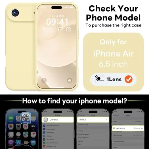 Vooii Magnetic for iPhone Air Case, Compatible with Magsafe (Premium Liquid Silicone) (Integrated Camera Control Button) Anti-Scratch Microfiber Lining for iPhone 17 Air 6.5 inch, Creamy Yellow - 2