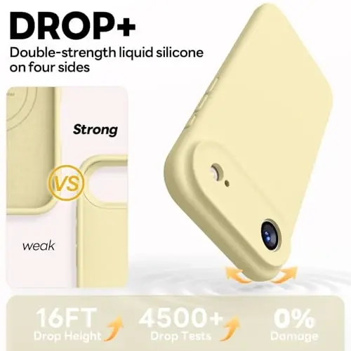 Vooii Magnetic for iPhone Air Case, Compatible with Magsafe (Premium Liquid Silicone) (Integrated Camera Control Button) Anti-Scratch Microfiber Lining for iPhone 17 Air 6.5 inch, Creamy Yellow - 4