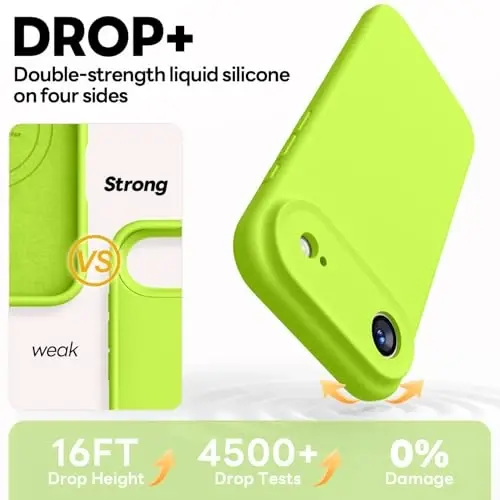 Vooii Magnetic for iPhone Air Case, Compatible with Magsafe (Premium Liquid Silicone) (Integrated Camera Control Button) Anti-Scratch Microfiber Lining for iPhone 17 Air 6.5 inch, Fluorescent Green - 9
