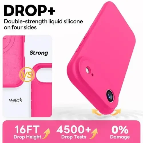 Vooii Magnetic for iPhone Air Case, Compatible with Magsafe (Premium Liquid Silicone) (Integrated Camera Control Button) Anti-Scratch Microfiber Lining for iPhone 17 Air 6.5 inch, Hot Pink - 4