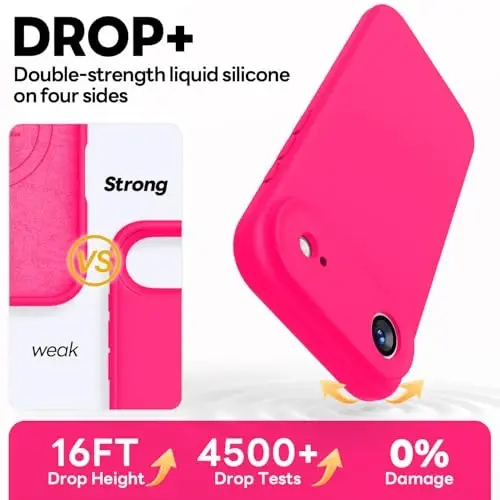 Vooii Magnetic for iPhone Air Case, Compatible with Magsafe (Premium Liquid Silicone) (Integrated Camera Control Button) Anti-Scratch Microfiber Lining for iPhone 17 Air 6.5 inch, Hot Pink - 4