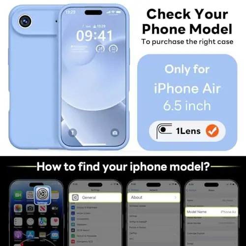 Vooii Magnetic for iPhone Air Case, Compatible with Magsafe (Premium Liquid Silicone) (Integrated Camera Control Button) Anti-Scratch Microfiber Lining for iPhone 17 Air 6.5 inch, Light Blue - 2