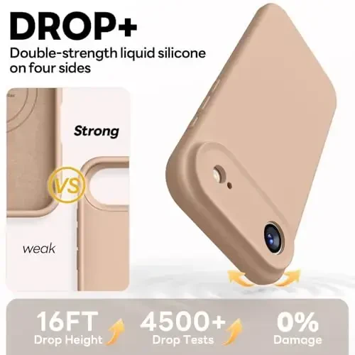 Vooii Magnetic for iPhone Air Case, Compatible with Magsafe (Premium Liquid Silicone) (Integrated Camera Control Button) Anti-Scratch Microfiber Lining for iPhone 17 Air 6.5 inch, Light Brown - 4
