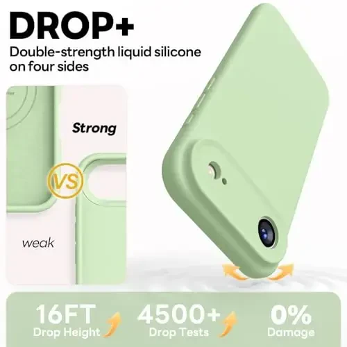 Vooii Magnetic for iPhone Air Case, Compatible with Magsafe (Premium Liquid Silicone) (Integrated Camera Control Button) Anti-Scratch Microfiber Lining for iPhone 17 Air 6.5 inch, Matcha - 1