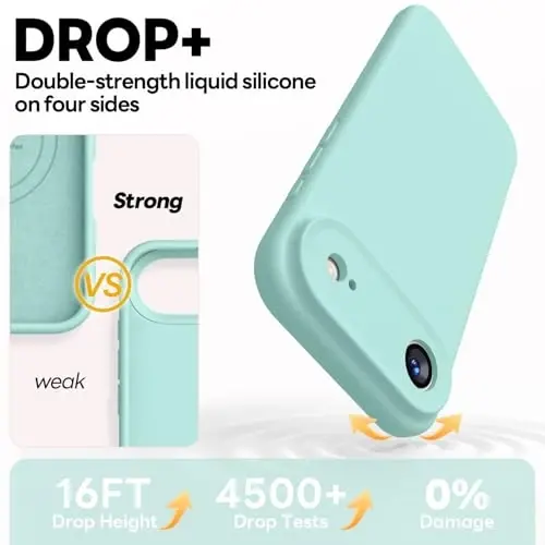 Vooii Magnetic for iPhone Air Case, Compatible with Magsafe (Premium Liquid Silicone) (Integrated Camera Control Button) Anti-Scratch Microfiber Lining for iPhone 17 Air 6.5 inch, Mint - 4