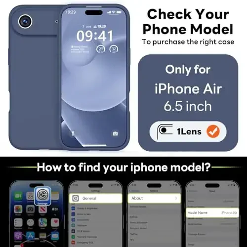 Vooii Magnetic for iPhone Air Case, Compatible with Magsafe (Premium Liquid Silicone) (Integrated Camera Control Button) Anti-Scratch Microfiber Lining for iPhone 17 Air 6.5 inch, Navy Blue - 2