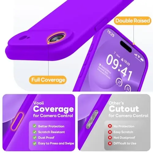 Vooii Magnetic for iPhone Air Case, Compatible with Magsafe (Premium Liquid Silicone) (Integrated Camera Control Button) Anti-Scratch Microfiber Lining for iPhone 17 Air 6.5 inch, Neon Purple - 5
