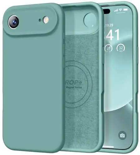 Vooii Magnetic for iPhone Air Case, Compatible with Magsafe (Premium Liquid Silicone) (Integrated Camera Control Button) Anti-Scratch Microfiber Lining for iPhone 17 Air 6.5 inch, Pine Green - 1