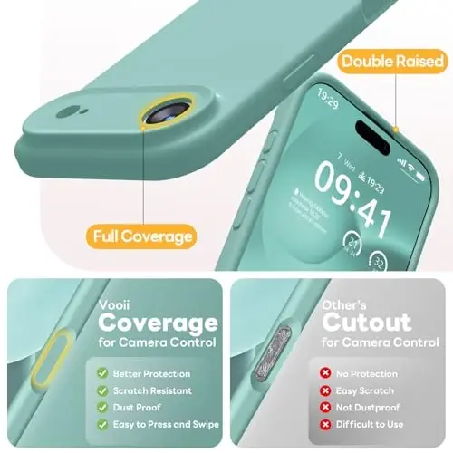 Vooii Magnetic for iPhone Air Case, Compatible with Magsafe (Premium Liquid Silicone) (Integrated Camera Control Button) Anti-Scratch Microfiber Lining for iPhone 17 Air 6.5 inch, Pine Green - 5