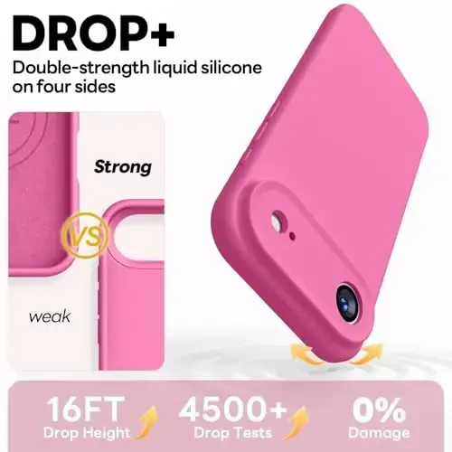 Vooii Magnetic for iPhone Air Case, Compatible with Magsafe (Premium Liquid Silicone) (Integrated Camera Control Button) Anti-Scratch Microfiber Lining for iPhone 17 Air 6.5 inch, Pitaya - 4