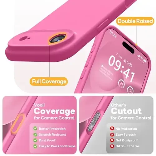 Vooii Magnetic for iPhone Air Case, Compatible with Magsafe (Premium Liquid Silicone) (Integrated Camera Control Button) Anti-Scratch Microfiber Lining for iPhone 17 Air 6.5 inch, Pitaya - 5