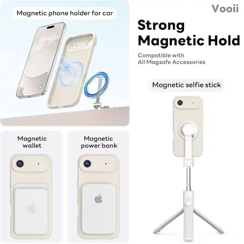 Vooii Magnetic for iPhone Air Case, Compatible with Magsafe (Premium Liquid Silicone) (Integrated Camera Control Button) Anti-Scratch Microfiber Lining for iPhone 17 Air 6.5 inch, Stone - 3