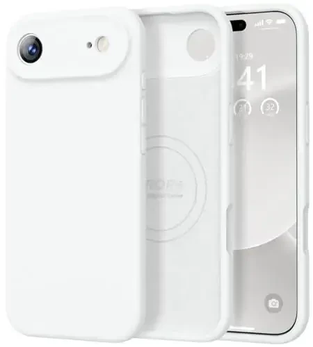 Vooii Magnetic for iPhone Air Case, Compatible with Magsafe (Premium Liquid Silicone) (Integrated Camera Control Button) Anti-Scratch Microfiber Lining for iPhone 17 Air 6.5 inch, White - 2