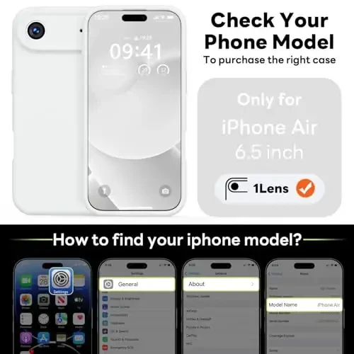 Vooii Magnetic for iPhone Air Case, Compatible with Magsafe (Premium Liquid Silicone) (Integrated Camera Control Button) Anti-Scratch Microfiber Lining for iPhone 17 Air 6.5 inch, White - 3