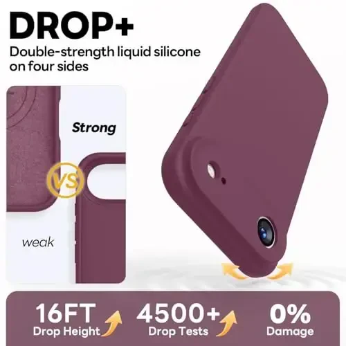 Vooii Magnetic for iPhone Air Case, Compatible with Magsafe (Premium Liquid Silicone) (Integrated Camera Control Button) Anti-Scratch Microfiber Lining for iPhone 17 Air 6.5 inch, WineRed - 4