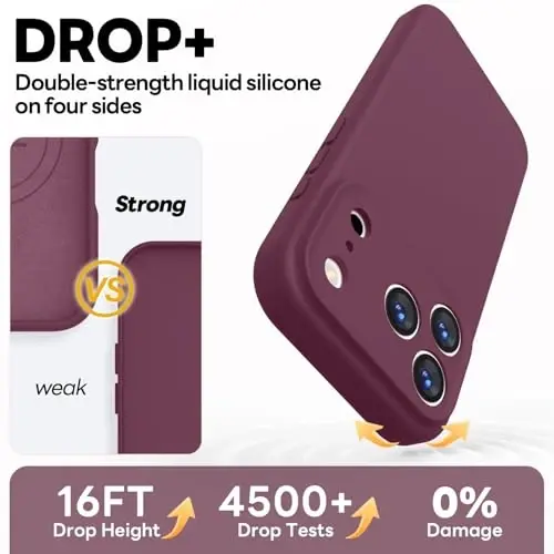 Vooii Magnetic for iPhone 17 Pro Max Case, Compatible with Magsafe (Premium Liquid Silicone) (Integrated Camera Control Button) Full Body Protective Anti-Scratch Microfiber Lining 6.9 inch, WineRed - 4