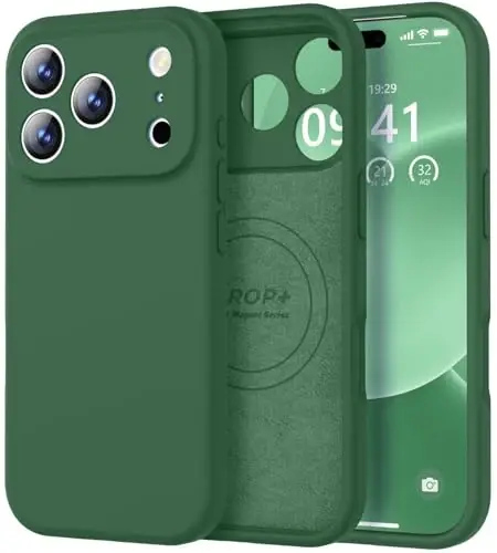 Vooii Magnetic iPhone 17 Pro Max uchun gʻilof, Magsafe bilan mos (Premium suyuq silikon) (Oʻrnatilgan kamera boshqaruv tugmasi) Toʻliq himoya chizilishga qarshi mikrofiber astar 6.9 dyuym, Yashil 