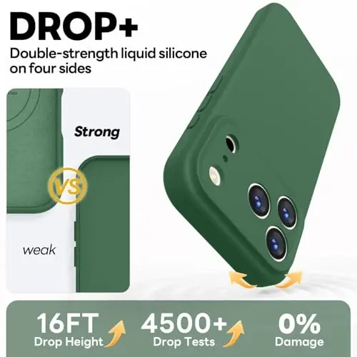 Vooii Magnetic iPhone 17 Pro Max uchun gʻilof, Magsafe bilan mos (Premium suyuq silikon) (Oʻrnatilgan kamera boshqaruv tugmasi) Toʻliq himoya chizilishga qarshi mikrofiber astar 6.9 dyuym, Yashil - 4