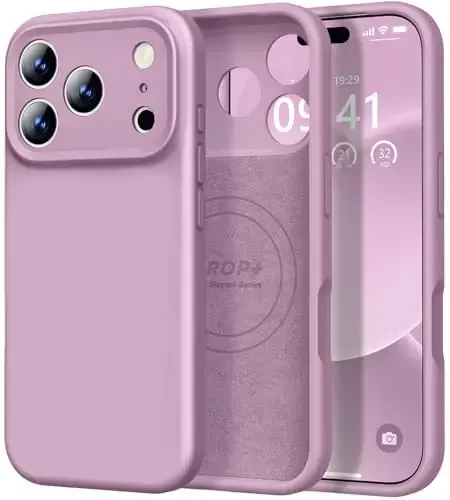 Vooii Magnetic iPhone 17 Pro Max uchun g'ilof, Magsafe bilan mos (Premium suyuq silikon) (O'rnatilgan kamera boshqaruv tugmasi) To'liq himoya, chizilishga qarshi mikrofiber astar, lavanda binafsha 